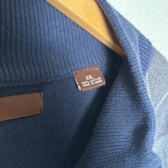 Perry Ellis Full Zip‑Up Long Sleeve Cardigan Sweater XXL Navy Argyle 100% Cotton - Picture 6 of 6